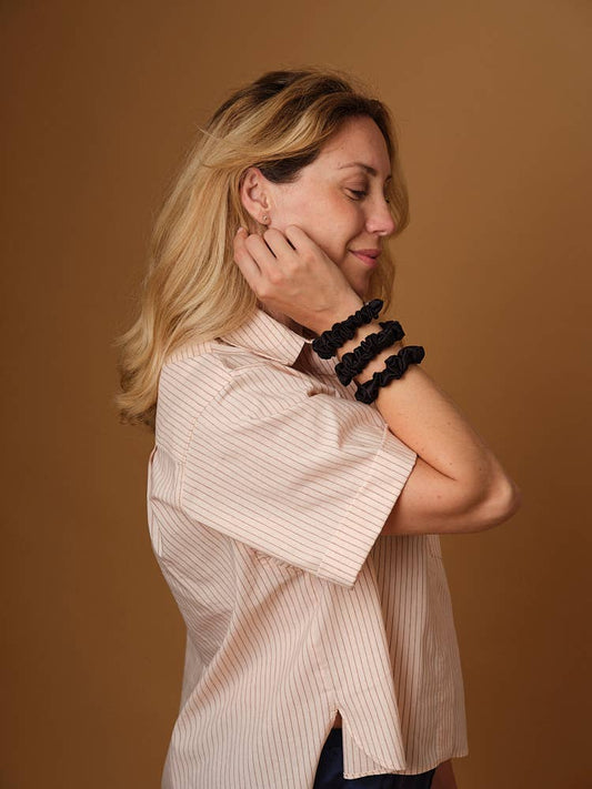 100% Pure Silk Scrunchie - The Small - Black (x3)